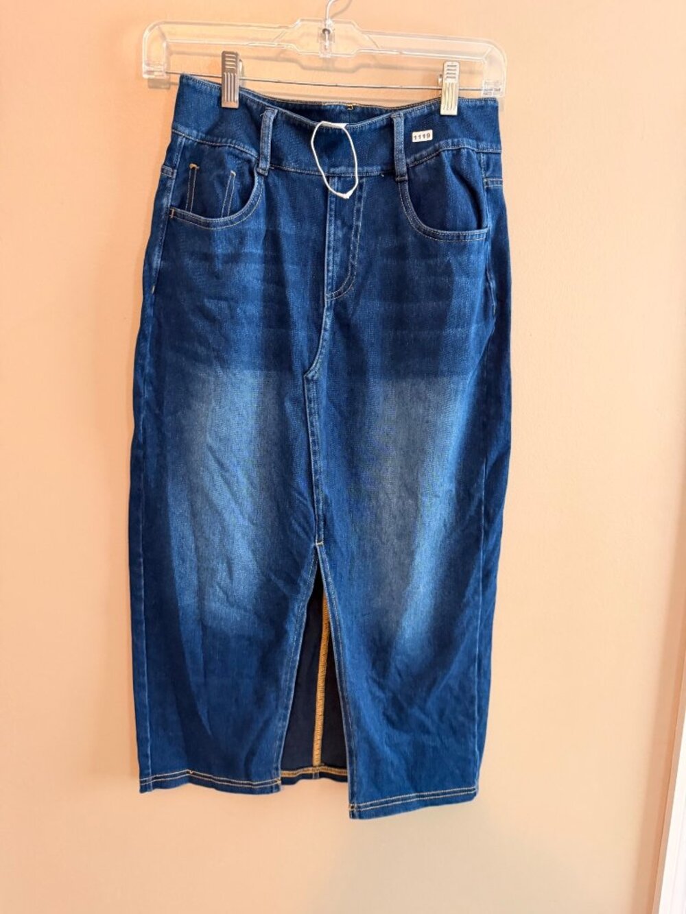 Halara Denim Pencil Skirt S Regular Elastic Blend Blue Stretchy Casual